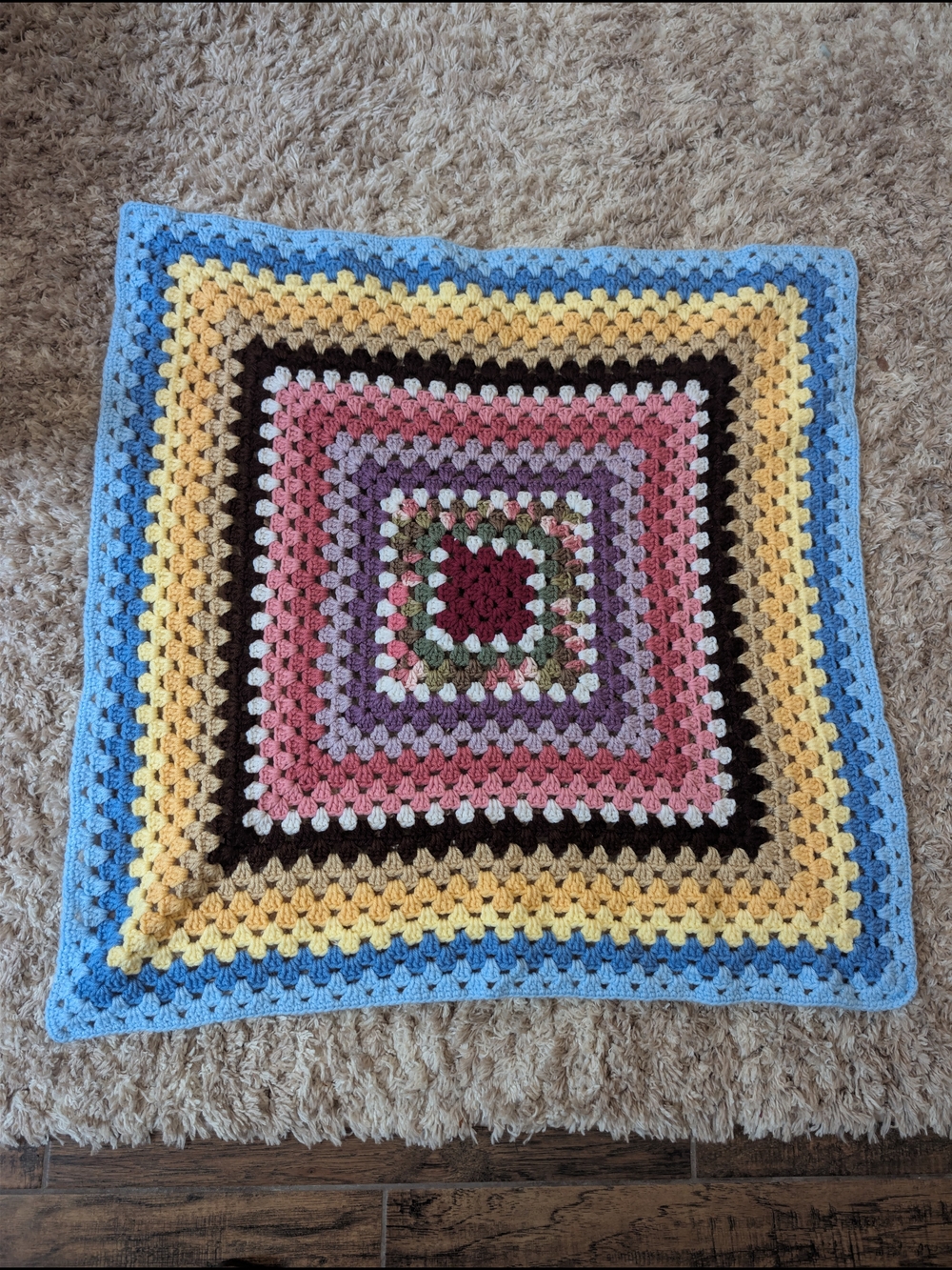 Handmade Granny Square Crochet Blanket - Multicolor